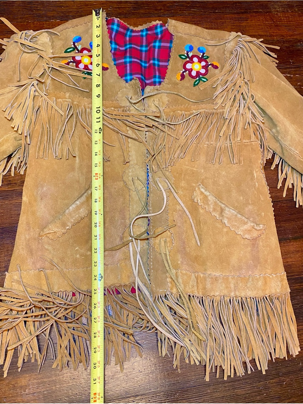 TRUE VINTAGE 1950/1960s STUNNING Artisan Hand Beaded Fringe Buckskin Jacket - Picture 14 of 17